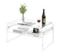 VEVOR Tavolino in Acrilico, Rettangolare a 2 Livelli con Spazio di Acrilico, Moderno Tavolino da Caffè, per Sala da Pranzo, Isola Cucina, Ristorante, Ufficio, 50 x 80 x 38 cm, Trasparente