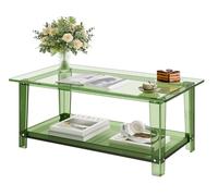 VEVOR Tavolino in Acrilico, Rettangolare a 2 Livelli con Spazio di Acrilico, Moderno Tavolino da Caffè, per Sala da Pranzo, Isola Cucina, Ristorante, Ufficio, 50 x 80 x 40 cm, Verde