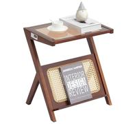 VEVOR Tavolino da Caffè in Rattan a Forma di Z con 1 Ripiano per Soggiorno