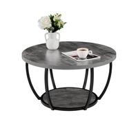 VEVOR Tavolino Laterale Rotondo Tavolino da Divano a Due Livelli con Struttura in Metallo e Spazio Aperto e Carico di 34,9 kg, Tavolo da Soggiorno Minimalista da 80,5 x 80,5 x 44 cm Grigio