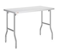 VEVOR Tavolo Acciaio Inox Professionali 35,3 Libbre Tavolo da Lavoro per Cucina 48 x 24 x 33,5 Pollici Gastronomia Tavolo da Lavoro, capacità di Carico 300 kg Piano Lavoro Commerciale per Ristorante