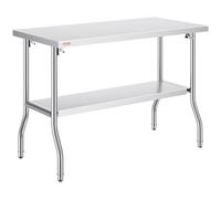 VEVOR Tavolo Acciaio Inox Professionali 40,8 Libbre Tavolo da Lavoro per Cucina 48 x 24 x 33,5 Pollici Gastronomia Tavolo da Lavoro, capacità di Carico 350 kg Piano Lavoro Commerciale per Ristorante