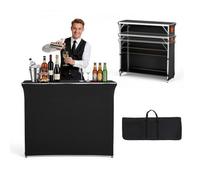 VEVOR Tavolo Bar Pieghevole e Portatile per Esterno, Bancone Mobile 1105 x 390 x 1010 mm, con Borsa per il Trasporto, 2 Ripiani Portaoggetti e Tela Rimovibile, per Mercatini Mostre Servizi in Fiera