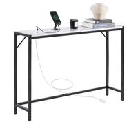 VEVOR Tavolo Consolle in Marmo 110 x 23,9 x 74,2 cm Tavolino da Corridoio Ingresso Stretto e Lungo con Presa di Corrente, con Tubi in Ferro e Supporto Triangolare per Soggiorno, Corridoio, Ingresso