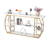 VEVOR Tavolo Consolle in Marmo 180 x 35 x 91 cm Tavolino da Corridoio Ingresso a 3 Livelli per Riporre Oggetti, con Tubi in Ferro, Dispositivo Antiribaltamento e Supporto Triangolare per Soggiorno