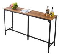 VEVOR Tavolo da Bar con Bordi Arrotondati e Design Orizzontale Estensibile, Tavolo da Pub Rettangolare da 1600 x 398 x 915 mm, Marrone Chiaro e Nero, Adatto per Minibar, Ufficio, Sala da Pranzo