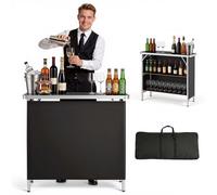 VEVOR Tavolo da Bar Pieghevole e Portatile, Bancone Smontabile 980 x 385 x 870 mm, con Borsa per Trasporto, Ripiano Portaoggetti e Tela Rimovibile, Postazione Bar per Mercatini Eventi Feste e Fiere