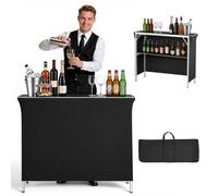 VEVOR Tavolo da Bar Pieghevole e Portatile per Esterno, Bancone Leggero 1100 x 385 x 885 mm, con Borsa per il Trasporto, Ripiano Portaoggetti e Tela Rimovibile, Postazione per Bancarelle in Fiera