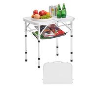 VEVOR Tavolo da Campeggio Pieghevole 600 x 400 mm Tavolo da Spiaggia in Alluminio MDF con Strato in Rete, Maniglia per Trasporto, Leggero e Compatto per Picnic all'Aperto, Barbecue, Argento