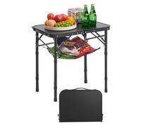 VEVOR Tavolo da Campeggio Pieghevole 600 x 400 mm Tavolo da Spiaggia in Alluminio MDF con Strato in Rete, Maniglia per Trasporto, Leggero e Compatto per Picnic all'Aperto, Barbecue, Nero