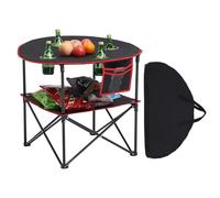 VEVOR Tavolo da Campeggio Pieghevole in Tessuto Oxford 600D Impermeabile, Tavolo da Picnic Portatile e Leggero per Esterni con 4 Portabicchieri e Borsa per Trasporto, per Picnic in Campeggio, Nero