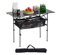 VEVOR Tavolo da Campeggio Pieghevole, Tavolo da Spiaggia in Alluminio Leggero con Altezza Regolabile, Ampia Borsa Portaoggetti e Borsa per Trasporto, per Barbecue all'Aperto, Picnic, Viaggi, Nero