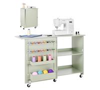 VEVOR Tavolo da Cucito Pieghevole Tavolo Multiuso per Macchina da Cucire Serratura per Porta Postazione Carico18,7 kg per Lavori Artigianali e Scrivania Laterale per la Casa, Verde Chiaro