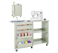 VEVOR Tavolo da Cucito Pieghevole Tavolo Multiuso per Macchina da Cucire Serratura per Porta Postazione Carico18,7 kg per Lavori Artigianali e Scrivania Laterale per la Casa, Verde Chiaro