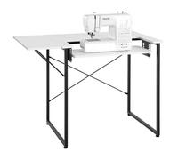 VEVOR Tavolo da Cucito, Tavolo Multiuso per Macchina da Cucire con Ripiano Laterale Pieghevole, Scrivania per Computer per Casa, Studio di Moda, Studio di Arte, Istituto Scolastico, Bianco