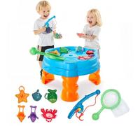 VEVOR Tavolo da Gioco per Sabbia Acqua con 9 Accessori Giocattolo, Tavolo d'Acqua per Bambini Piccoli per attività Sensoriali con Set di Giochi di Pesca, Sicuro e Durevole, Facile da Pulire, Blu