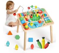 VEVOR Tavolo da Gioco Sensoriale per Bambini, Scrivania in Legno per Attività Didattiche per Bambine dai 6 ai 36 Mesi, Tavolino Evolutivo Multiattività da 450 x 380 x 545 mm con 13 Giochi