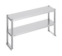VEVOR Scaffale a Doppio Piano 305 x 1219 x 600 mm Scaffale in Acciaio Inossidabile a Doppio Livello, Altezza Regolabile, Tavolo da Lavoro di Preparazione per Scaffale per Cucina, Ristorante, Officina
