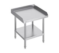 VEVOR Tavolo da Lavoro in Acciaio Inossidabile 610 x 610 x 660 mm, con 4 Ruote, Alzatina su 3 Lati Tavolo Resistente per Preparazione Alimenti Ristoranti Cucina Commerciale Home Hotel Argento