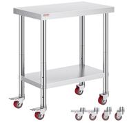 VEVOR Tavolo da Lavoro in Acciaio Inossidabile 76 x 46 x 86 cm banco da lavoro catering tavolo da lavoro poco 100 kg per capacità di carico alimentare, tavolo lavoro commerciale per cucina 4 piedini