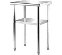 VEVOR Tavolo da Lavoro in Acciaio Inox 61x46x91 cm, Tavolo di Preparazione 2 Ripiani Portata max. 272,4 kg, Tavolo da Cucina Commerciale Altezza Ripiani Regolabile per Ristorante Bar Garage Esterno