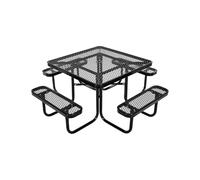 VEVOR Tavolo da Picnic da 1160 mm, Set di Mobili da Pranzo per Patio Resistente alle Intemperie, Tavoli in Acciaio Rivestito per Impieghi Gravosi con Foro per Ombrellone, per Giardino, Cortile, Nero