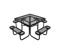 VEVOR Tavolo da Picnic da 1160 mm, Set di Mobili da Pranzo per Patio Resistente alle Intemperie, Tavoli in Acciaio Rivestito per Impieghi Gravosi con Foro per Ombrellone, per Giardino, Cortile, Nero