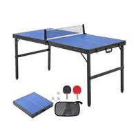 VEVOR Tavolo da Ping Pong, Taglia Media, Set da Tavolo da Ping Pong Completo Portatile Pieghevole per Interni, con Rete, 2 Racchette, 3 Palline, Borsa per Trasporto, Maniglia (Non Richiede Montaggio)