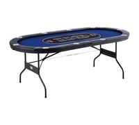 VEVOR Tavolo da Poker per Gioco Gambe per Tavolo Pieghevoli 2140 x 1070 x 760 mm, Tavolo da Poker Pieghevole, Piano da Poker Nero e Blu Pieghevole 8 Giocatori ca., Tavolo Poker Copertura Antipolvere