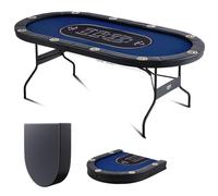 VEVOR Tavolo da Poker per Gioco Gambe per Tavolo Pieghevoli 2140 x 1070 x 760 mm, Tavolo da Poker Pieghevole, Piano da Poker Nero e Blu Pieghevole 8 Giocatori ca., Tavolo Poker Copertura Antipolvere