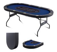 VEVOR Tavolo da Poker per Gioco Gambe per Tavolo Pieghevoli 2140 x 1070 x 760 mm, Tavolo da Poker Pieghevole, Piano da Poker Nero e Blu Pieghevole 8 Giocatori ca., Tavolo Poker Copertura Antipolvere