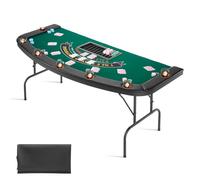 VEVOR Tavolo da Poker Pieghevole, Tavolo da Casinò Pieghevole da 7 Giocatori da ca. 1828,8 mm con Sponde Imbottite e Portabicchieri, Tavoli da Gioco Portatili Semiovali con Gambe in Feltro e Metallo