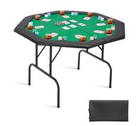 VEVOR Tavolo da Poker Pieghevole, Tavolo da Casinò Pieghevole da 8 Giocatori da ca. 1220 mm con Sponde Imbottite e Portabicchieri, Tavoli da Gioco Portatili Ottagonali con Gambe in Feltro e Metallo
