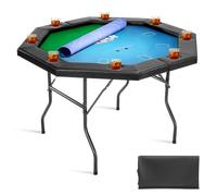 VEVOR Tavolo da Poker Pieghevole, Tavolo per Gioco di Società 8 Giocatori Forma Ottagonale 1220 mm con Sponde Imbottite Portabicchieri, Gambe in Feltro Metallo per Feste Gioco di Carte