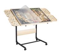 VEVOR Tavolo da Puzzle Pieghevole 1500 Pezzi con Gambe, 4 Cassetti e Coperchio, Tavolo da Puzzle Regolabile in Legno con Ruote 865 x 635 mm per Adulti, Altezza Regolabile e 5 Angoli di Inclinazione