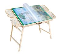 VEVOR Tavolo da Puzzle Pieghevole 1500 Pezzi con Gambe Pieghevoli, 4 Cassetti e Coperchio, Tavolo da Puzzle Regolabile in Legno 865 x 635 mm Superficie in Feltro, 6 Angoli di Inclinazione Regolabili
