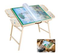 VEVOR Tavolo da Puzzle Pieghevole 1500 Pezzi con Gambe Pieghevoli, 4 Cassetti e Coperchio, Tavolo da Puzzle Regolabile in Legno 865 x 635 mm Superficie in Feltro, 6 Angoli di Inclinazione Regolabili