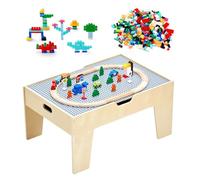 VEVOR Tavolo Ferroviario con Treni Binari Giocattolo, 290 Mattoncini da Costruzione e Set di Treni in Legno da 30 Pezzi, Tavolo da Gioco Multiuso in Legno, con Area di Stoccaggio per Bambini