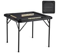 VEVOR Tavolo Mahjong pieghevole 4 giocatori con set domino, 4 portabicchieri, 90×90 cm