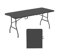 VEVOR Tavolo Pieghevole a Metà, Tavolo in Plastica Resistente Portatile e Rettangolare da 1800x740x740 mm, per Interni ed Esterni con Maniglia Integrata, per Feste, Cene, Picnic, Bianco