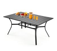 VEVOR Tavolo Rettangolare da Giardino Balcone, 1500 x 960 x 725 mm in Acciaio al Carbonio, Tavolo Impermeabile da Pranzo per Cortile Patio Veranda, con Foro per Ombrellone da 38 mm, Carico 68 kg Nero
