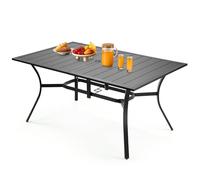 VEVOR Tavolo Rettangolare da Giardino Balcone, 1500 x 960 x 725 mm in Acciaio al Carbonio, Tavolo Impermeabile da Pranzo per Cortile Patio Veranda, con Foro per Ombrellone da 38 mm, Carico 68 kg Nero