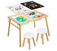 VEVOR Tavolo Sensoriale Contenitore con 2 Sgabelli in Legno per Bambini Piccoli
