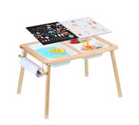 VEVOR Tavolo Sensoriale per Bambini, con 3 Contenitori Pieghevoli e Portarotolo di Carta, Tavolo da attività per Bambini per Uso Interno ed Esterno, Tavolo da Disegno Sensoriale per Bambini in Legno