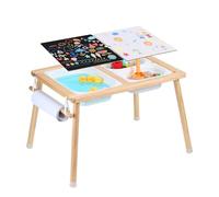 VEVOR Tavolo Sensoriale per Bambini, con 3 Contenitori Pieghevoli e Portarotolo di Carta, Tavolo da Attività per Bambini per Uso Interno ed Esterno, Tavolo da Disegno Sensoriale per Bambini in Legno