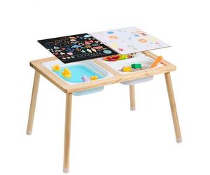 VEVOR Tavolo Sensoriale per Bambini con 3 Contenitori Pieghevoli, Tavolo da Attività per Bambini a Doppia Faccia, Tavolo con Sabbia e Acqua per Uso Interno Esterno per Disegnare, Imparare, Mangiare