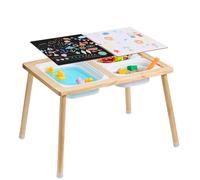 VEVOR Tavolo Sensoriale per Bambini con 3 Contenitori Pieghevoli, Tavolo da Attività per Bambini a Doppia Faccia, Tavolo con Sabbia e Acqua per Uso Interno Esterno per Disegnare, Imparare, Mangiare
