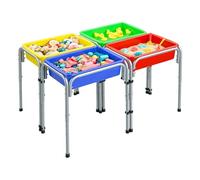 VEVOR Tavolo Sensoriale per Bambini Piccoli, Tavolo da Gioco Regolabile a 4 Stazioni, con Contenitori Rimovibili Piedini Antiscivolo Angoli Arrotondati, per Giochi di Esplorazione con Sabbia e Acqua