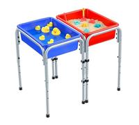 VEVOR Tavolo Sensoriale per Bimbi Piccoli, Tavolino da Gioco Regolabile a 2 Stazioni, con Contenitori Rimovibili Piedini Antiscivolo, Struttura Acciaio al Carbonio, per Esplorazione in Sabbia Acqua
