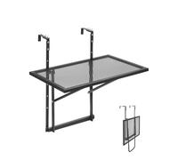 VEVOR Tavolo Sospeso Pieghevole in Metallo per Ringhiera del Balcone da 610 x 410 mm, Tavolo da Bar all'Aperto per Ringhiere, Regolabile su 5 Livelli, per Ringhiere e Patio e Terrazza
